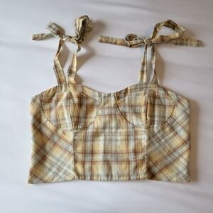 Kirious Los Angeles Plaid Bustier Style Crop Top Size Large